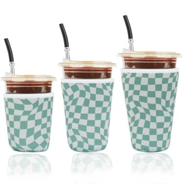 Imagem de Haevola Capa De Neoprene Reutilizável Com Isolamento Para Copos Café Gelado, Durável Bebidas Geladas, Suporte Grade Ondulada