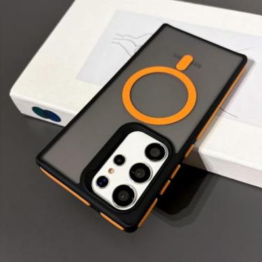Imagem de MVVKKY Para Samsung S24 Plus Case Fashion Slim Matte Liquid Pc Magnetic Wireless Charging Phone Cover (Para Samsung S24 Plus/Laranja)