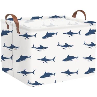 Imagem de FXOCSHE Cesta Retangular De Páscoa Em Formato De Tubarão, Caixa De Brinquedos Dobrável Para Crianças, Cesta De Presentes De Páscoa, Cesta De Berçário Para Caixa De Brinquedos De Prateleira, Cesta D