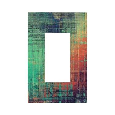 Imagem de Pátina de cobre enferrujado verde musgo enferrujado 1 Gang Rocker/GFCI interruptor de luz placa de parede placa frontal decorativa para banheiro, casa, sala de estar, quarto, decoração