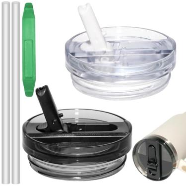 Imagem de Tampa de substituição à prova de vazamento para Stanley 1,134 g, tampa de canudo flip compatível com Stanley Cup 1,134 g, Stanley Accessories 1,134 g (preto + branco)