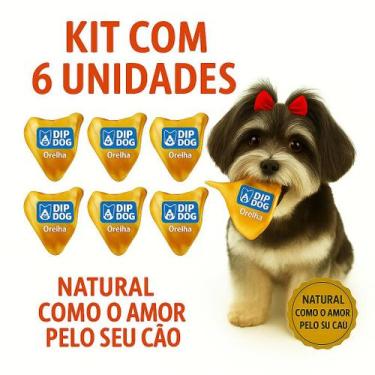 Imagem de Orelha Bovina Petisco Natural Desidratada Cães Kit 6 Cor Bege - DIP DO