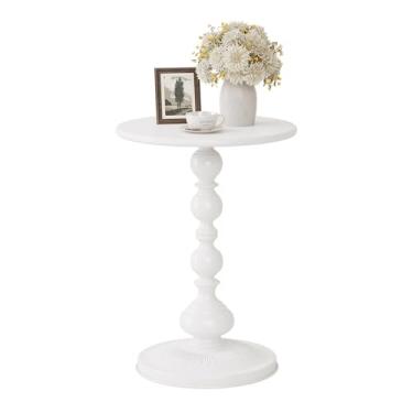 Imagem de Mesa lateral redonda de metal, mesa de bebida pequena para espaços pequenos, mesas de centro com detalhes modernos foscos, mesas de centro com pedestal para sala de estar, quarto, cantos e escritório
