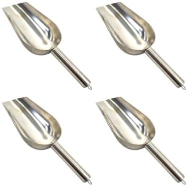 Imagem de 4x Pá de Inox Concha Pet Pegador Dosador de Gelo Cereal Grão Ração