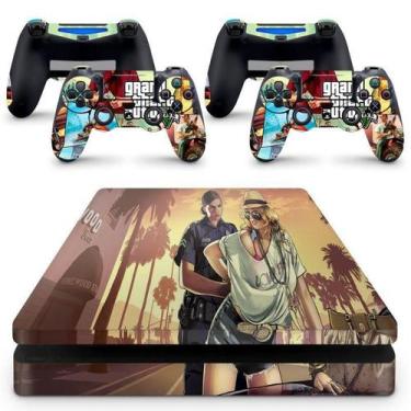 Imagem de Skin Adesivo Protetor Ps4 Slim Gta V Grand Theft Auto 5 B4 - Skin Zabo