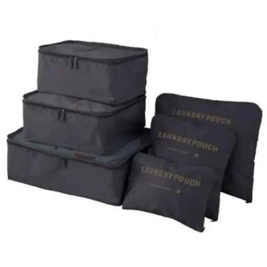 Imagem de Organizador de Mala Viagem Necessaire Kit 6 Peças Preto CBRN20638 - Co