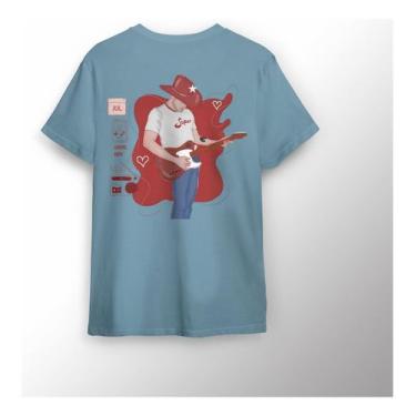 Imagem de Camisa Casual Estampada Com Cantor Jão Super, Algodão - Lobo Sete, Azu