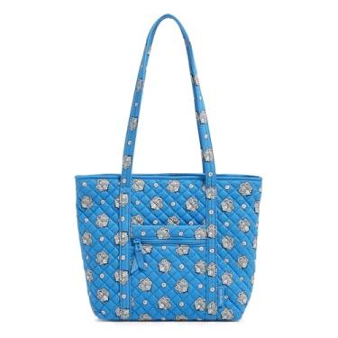 Imagem de Vera Bradley Sacola pequena Vera de algodão premium, bandana azul e prata Paisley, Bandana azul e prata Paisley