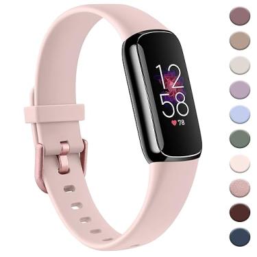 Imagem de AK Pulseira esportiva compatível com Fitbit Luxe para mulheres e homens, pulseiras esportivas de substituição de silicone macio para Fitbit Luxe rastreador de fitness e bem-estar (pequeno, rosa claro)