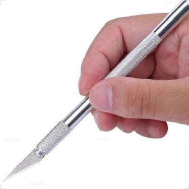 Imagem de Estilete de Precisão Profissional Tipo Bisturi com 6 Lâminas Extras – Ideal para Eletrônica, Artesanato, Modelismo e Reparos Delicados (CAPTOU)