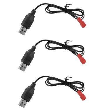 Imagem de Maxmoral 3 cabos de carregamento USB preto JST Plug 3,7V USB carregador de bateria de lítio para aeronaves RC helicóptero brinquedo acessório