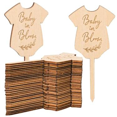 Imagem de Generic AnyDesign 30 peças etiquetas de plantas de bebê em flor chá de bebê estacas de madeira presente suculenta jardim marcador de planta sinal para vaso de sementes suprimentos