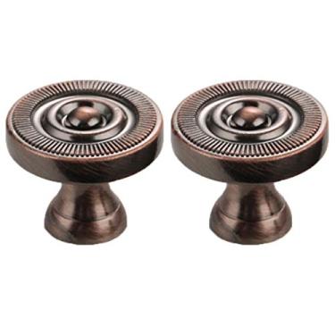 Imagem de Puxadores de liga de zinco, 2 peças, puxadores de armário de casa, gaveta, guarda-roupa, puxador (retrô vermelho estilo A)