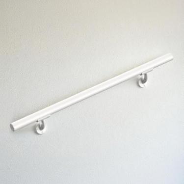 Imagem de Meranti Corrimão de alumínio para degraus e escadas internas ou externas – trilhos de mão para idosos – Kit completo de trilhos de escada DIY (AHR, branco brilhante, 9,5 cm de comprimento)