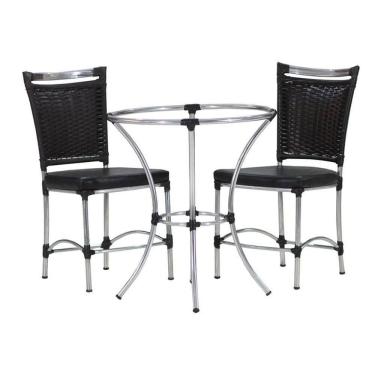 Imagem de 2 Cadeiras JK e Mesa em Alumínio para Cozinha, Varanda, Edícula Trama