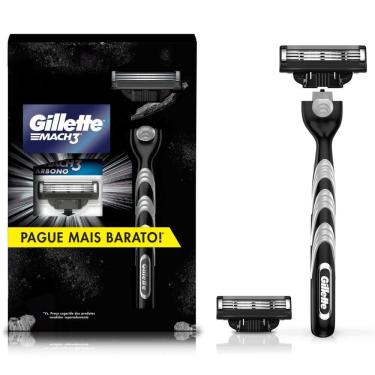 Imagem de Aparelho Recarregável + 2 Carga Para Barbear Gillette Mach3 Carbono