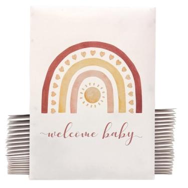 Imagem de Lembranças de chá de bebê para convidados - Pacotes de sementes de bebê em flor - Detalhes florais azuis e verde - marrom escuro - já preenchido - Pacote com 20