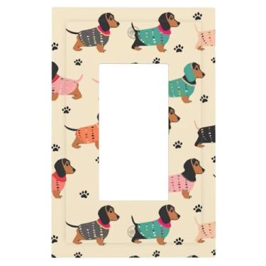Imagem de 1 Gang Single GFCI Outlet Covers Decorator/Rocker Light Switch Wall Plate Dachshund Colorido Dispositivo Elétrico Face Plug Plate Cover para Receptáculo Dimmer Tomada USB