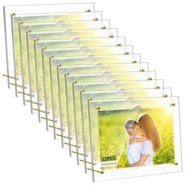 Imagem de Thyle 12 porta-retratos de acrílico, 12 x 17,8 cm, molduras transparentes com suporte, mesa ou sem moldura, exibição horizontal ou vertical para presentes de formatura de casamento, escritório em casa