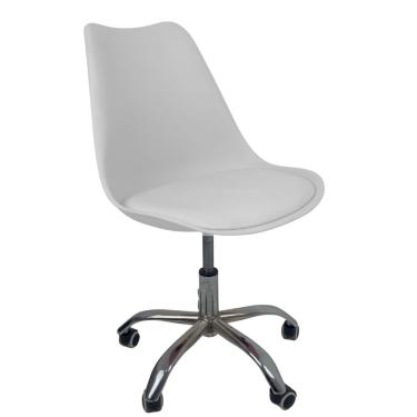 Imagem de Cadeira Office Base Cromada Com Rodizio Giratória Saarinen Branco