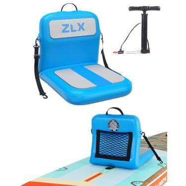 Imagem de ZLX Assento Para Prancha De Stand-Up Paddle Com Apoio As Costas, Portátil Caiaque, Bomba Ar Incluída, Inflável Universal Adultos, Design Ergonômico Dobrável, Fácil Instalação Pesca/Caiaque/Camping A