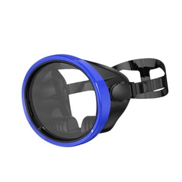 Imagem de menolana Máscara de mergulho com snorkel, óculos de mergulho sem embaçamento, oval de silicone e vidro, equipamento de confortável, óculos subaquáticos, ângulo, Azul