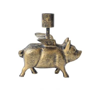 Imagem de Castiçal de animal castiçal de ferro fundido dourado decorativo castiçal para decoração de interiores 18,5 x 19 x 2,2 cm decoração de mesa de centro de mesa decoração de casa