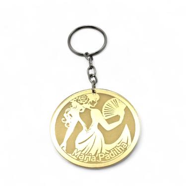 Imagem de Chaveiro Proteção Total Maria Padilha Dourado Espelhado 10cm
