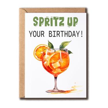 Imagem de APVGifts Spritz Up Your Birthday Card - Cartão de feliz aniversário - Cartão de aniversário de coquetel - Cartão Aperol Spritz - Cartão de aniversário Spritz - Cartão de amante do Spritz