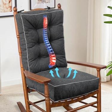 Imagem de YZ HOME Almofada para cadeira de balanço, conjunto de almofadas espessas para assento e cadeira traseira com espuma de memória, almofada de cadeira antiderrapante com laços para balancim interno e