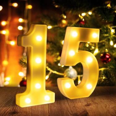 Imagem de Decoração LED Light Up Number 15 para festa de 15 anos - funsky