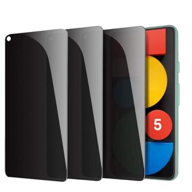 Imagem de zonyee Pacote Com 3 Protetores De Tela Privacidade Para Google Pixel 5, Dureza 9H [Antirriscos], Película Vidro Temperado Antiespionagem Cobertura Total 5 [Não Suporta Desbloqueio Por Impressão Digi