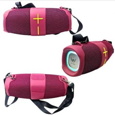 Imagem de Caixa de Som Bluetooth Portátil, 100W PMPO, LED RGB, 6W x 2, Bateria 1500mAh (Vermelho)