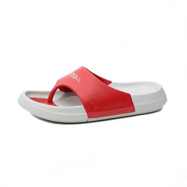 Imagem de ROLL Recovery Chinelos masculinos de recuperação esportiva | Ajuda a aliviar a pressão no tendão de Aquiles e fascite plantar SUPERPLUSH, Cardinal/Lua, 44