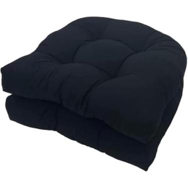 Imagem de Almofada Em Forma De U Almofada De Assento De Sofá Para Uso Interno E Externo Almofada De Cadeira De Vime De Vime Para Móveis De Pátio, Black, 2 pack (48 * 48cm)
