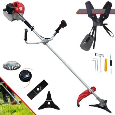 Imagem de Roçadeira Máquina de Corta Grama À Gasolina Anmax CG520P-TB 2T 52cc 2,2HP 10.000rpm C/ Lâmina Facão + Lâmina 3 Pontas + Disco Escova de Aço + Carretel