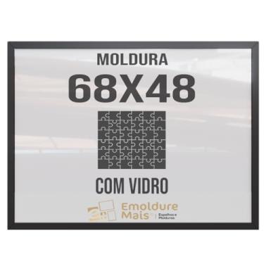 Imagem de Moldura para Quebra Cabeça Cabeca 68x48 5000 peças Com Vidro para Quadro Puzzles Ravensburger cor Preta