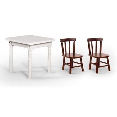 Imagem de Conjunto Mesinha Infantil Branca Com 2 Cadeiras Kids Imbuia