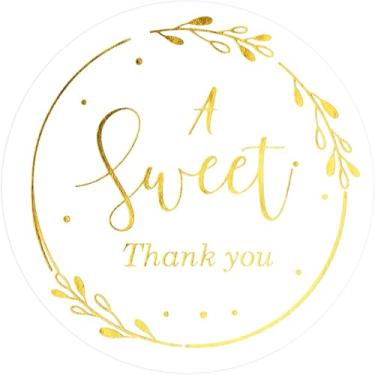 Imagem de Adesivos Sweet Thank You de 4 cm, 120 peças de selos de envelope de folha dourada transparente, etiquetas de lembrancinha de festa, adesivos redondos de presente para casamento, aniversário, chá de
