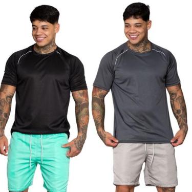 Imagem de Kit 2 Camiseta Esportiva Masculina Dry Fit - DMB MODA, Preto, Cinza, G
