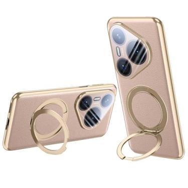 Imagem de QUIETIP Capa para Huawei Pura 80 Pro com protetor de tela, compatível com MagSafe com suporte magnético giratório 360, dourado