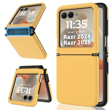 Imagem de Capa para Motorola Razr 2024/2025 [não é para Plus ou Ultra] com proteção de dobradiça, capa rígida fina antiarranhões | Capa de celular à prova de choque para Moto Razr 2024 e 2025, laranja