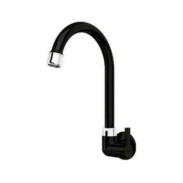 Imagem de Torneira Cozinha Parede Bica Alta Preta 1/2 Com Redutor De Vazão - Blukit