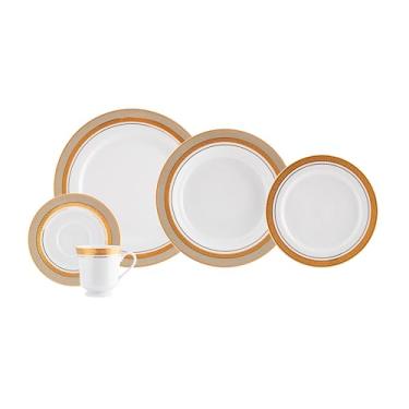 Imagem de Serviço de Jantar e Chá 30 Peças em Porcelana, Modelo Redondo Itamaraty, Coleção Topázio Imperial, Bordas em Ouro 18 Quilates,Schmidt Gold, Porcelana Schmidt