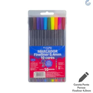 Imagem de Caneta Ponta Porosa 0,4mm Fineliner c/10 Cores - Futuro