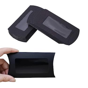 Imagem de Wzttdm 40 Unidades De Caixa Embalagem Mini Travesseiros Papel Kraft Com Janela Transparente, Presente Para Confeitaria, Doces, Chocolate, Joias, Exibição, Festa Casamento, Lembrancinha (Preto, 5 X 3