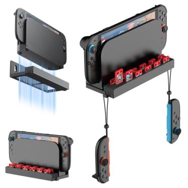 Imagem de JUSPRO Metal Wall Mount for Nintendo Switch 2, Space-Saving Dock Bracket with 12 Game Card Slots & 2 Joy-Con Hangers - Perfect for Behind TV, Sturdy Organizer for Switch 2 Accessories