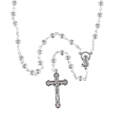 Imagem de Dicksons Colar de terço elegante, crucifixo clássico e medalha milagrosa, contas de oração católica para homens e mulheres – Presente religioso durável e feito à mão, Zinco, Sem Pedra Preciosa
