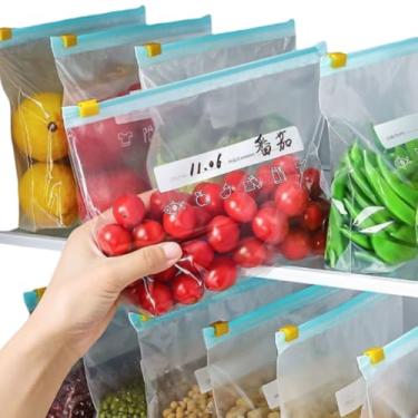 Imagem de Saco Hemético 14 Unidades Tamanho Médio - Saco Para Congelar Armazenar e Organizar Alimentos - Com Zip Abre e Fecha Reutilizável Livre de BPA - Saquinho Para Congelador (Médio)