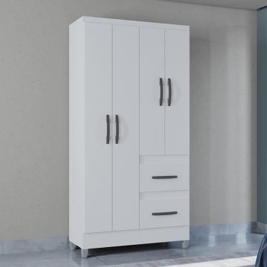 Imagem de Guarda Roupa Solteiro 4 Portas 2 Gavetas com Pés Capri Poquema - Branco